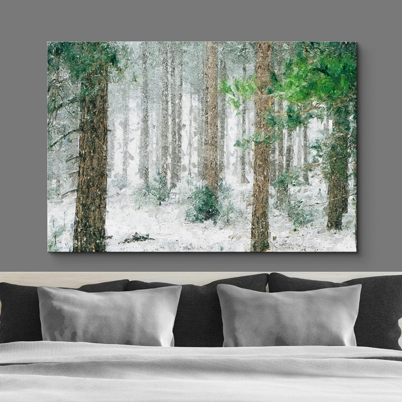 Hiver «Forêt enneigée avec arbres bruns» sur, Toile tendue, H 12 po x l 18 po