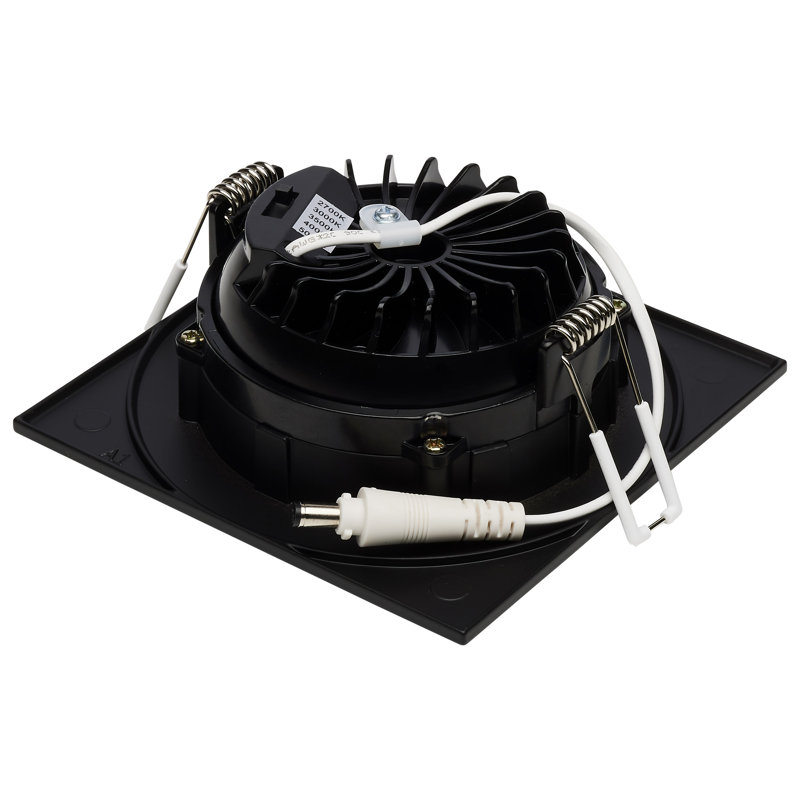 4" Square Adjustable Trim Selectable Colour Temperature Dimmable Air-Tight IC Rated LED Canless Recessed Lighting Kit, Black