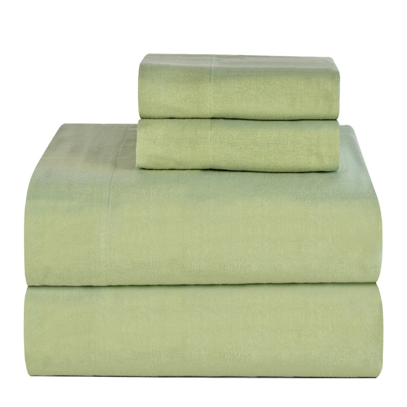 Ensemble de draps 100% flanelle 170 g / m² Pointehaven, Très grand californien, Sauge