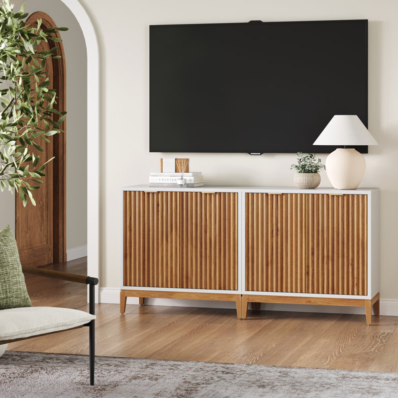 Coggins 2-Pack Solid Wood Accent Cabinet Or TV Stand, White/Brown