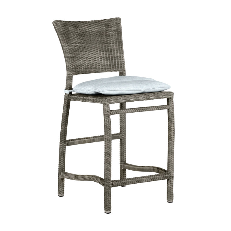 Tabouret de comptoir d'extérieur en résine tressée 24 po Skye, Welt, Gris ardoise, Papier ciel