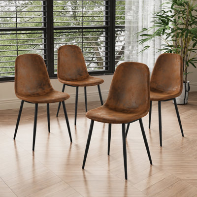 Chaises de salle à manger rembourrées de style moderne du milieu du siècle avec pieds en métal robustes (ensemble de 4)