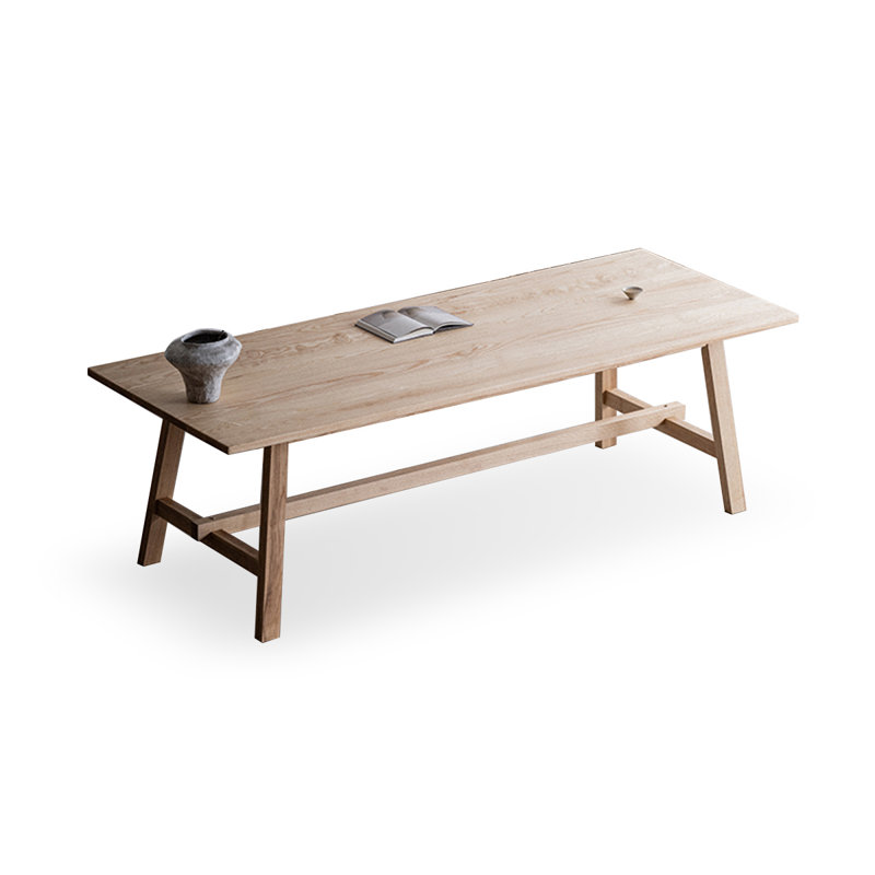Burlywood Rectangular Solid Wood Dining Table, 29.53"H x 78.74"L x 33.46"W