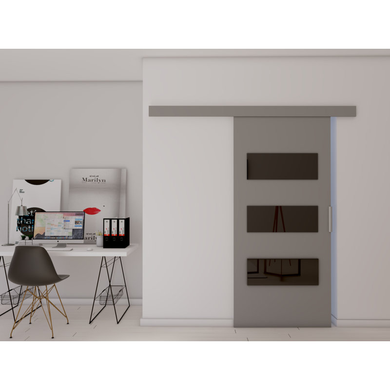 Caspian Veneers Sliding Doors, 205cm H x 86cm W x 1.6cm D, Grey