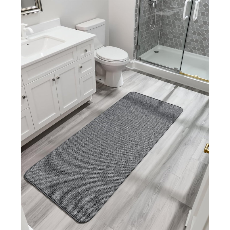 Tapis de bain ultra minces lavables à la machine, Bleu, 24 po x 60 po