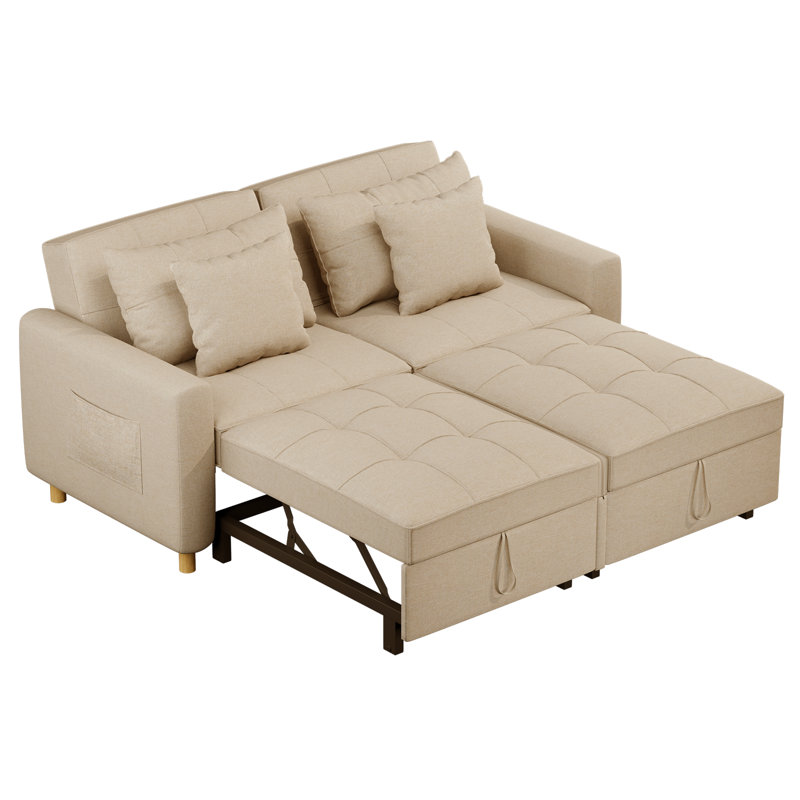 2 Seater Linen Sofa Bed, Beige
