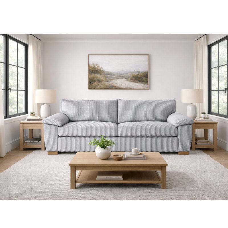 2 Seater Corduroy Sofa, Silver