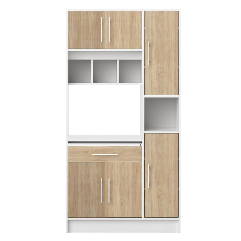 Seyma 457.71cm Kitchen Pantry, White/Oak