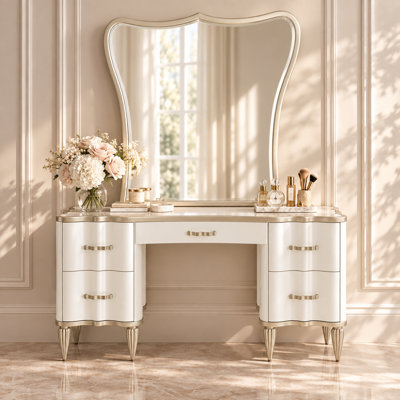 London Place Vanity with Mirror - Creamy Pearl