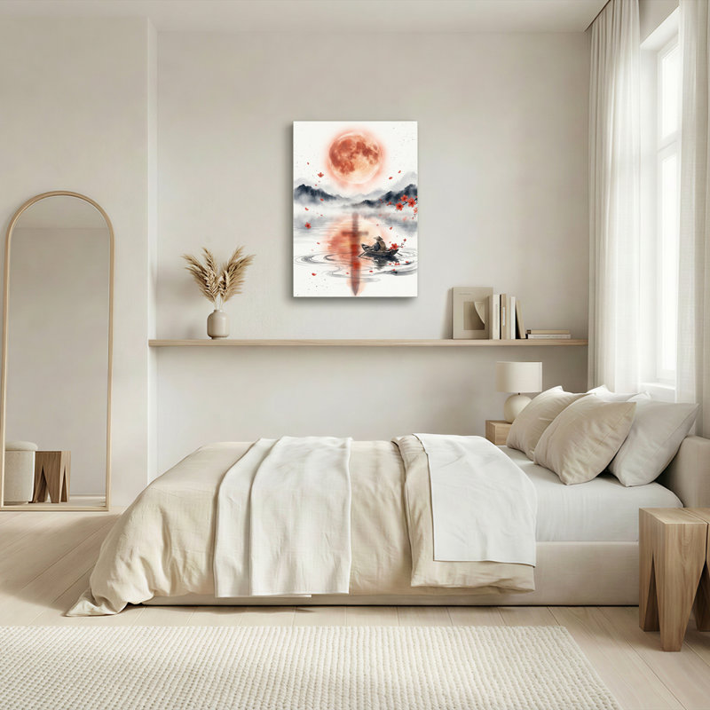 «Gallery Wrap», art mural sur toile pour le salon, la chambre à coucher, le bureau ou le vestibule - décoration murale décorative avec réflexion de la lune