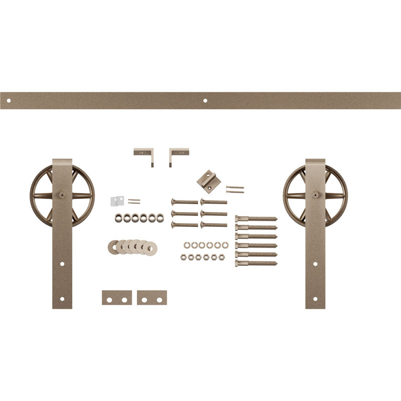 Ensemble de quincaillerie pour porte de grange standard Premium, Bronze blanc, 84 po