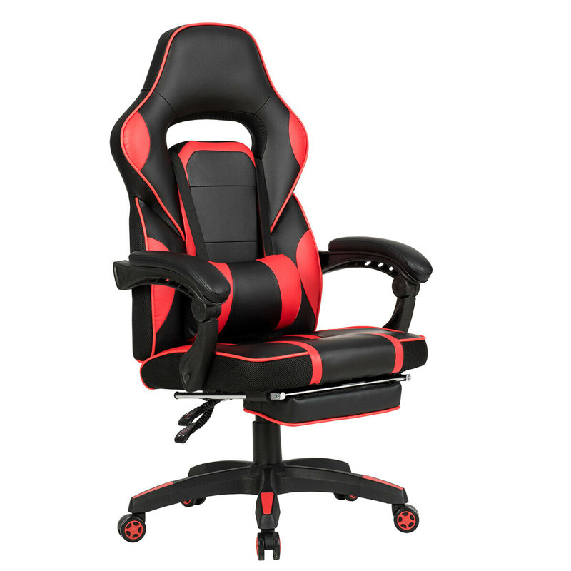 Fauteuil de massage inclinable pour jeux vidéo de course et PC, Rouge
