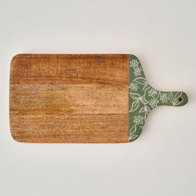 Planche à découper florale en bois de manguier