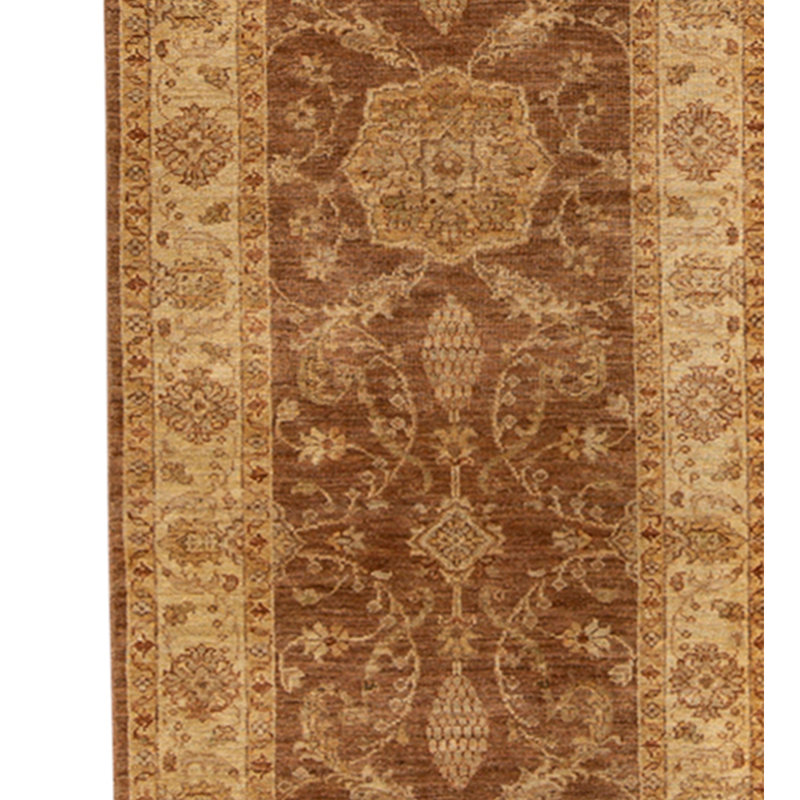 Tapis beige / brun de haute qualité noué à la main