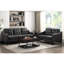 Bouton de salon en microfibre grise avec support en bois massif et capitonnage, 3 dossiers