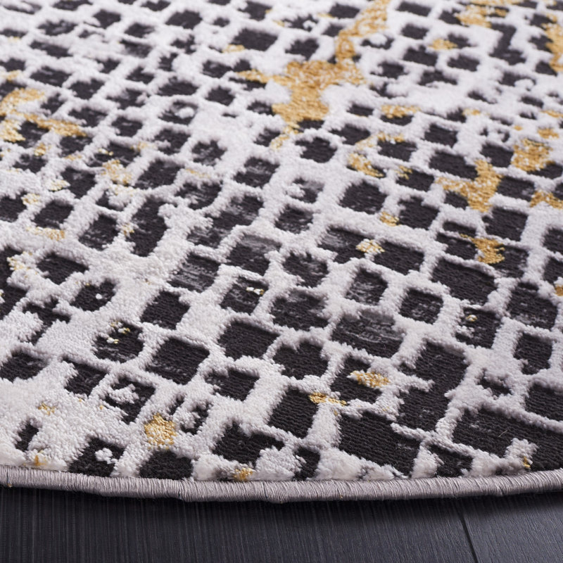 Alohi 254 Area Rug In Charcoal / Gold, Round 6'7"