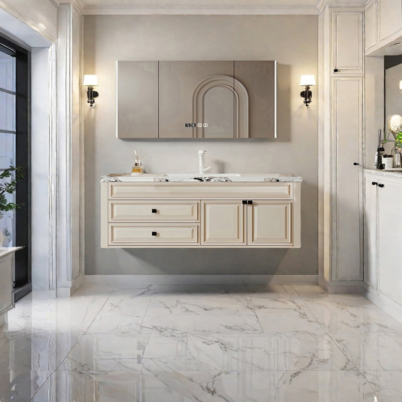 Armoire de salle de bain style français, Beige, 63"