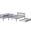 Lit simple superposé au dessus d'un lit double avec lit gigogne, échelle convertible et garde-corps, structure en bois d'hévéa massif, détachable-1541487802