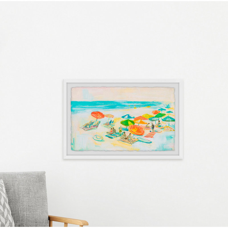 « beach diversification », reproduction de peinture à l’acrylique, H 8 po x l 12 po x P 1,5 po, Cadre blanc à bord frangé