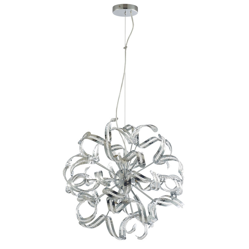 Luminaire suspendu chromé à DEL en spirale