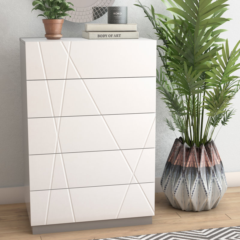 Mchenry 5-Drawer High Gloss Chest, White