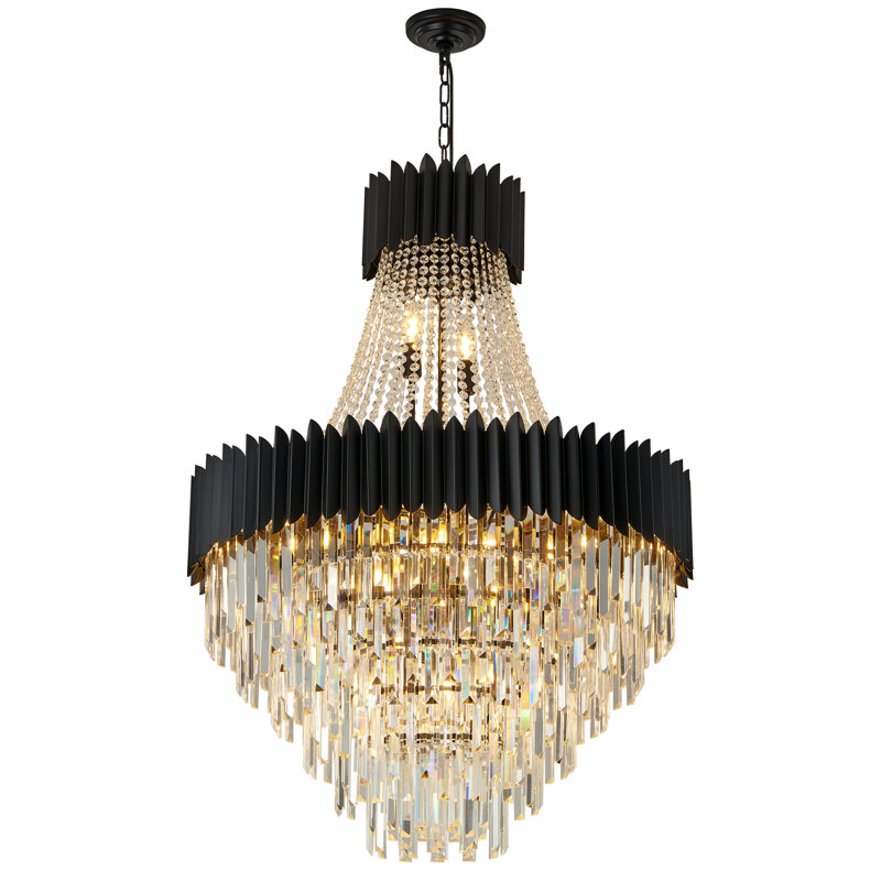 Lustre en cristal, 19, 7, H 41,30 po x l 30,3 po x P 30,3 po