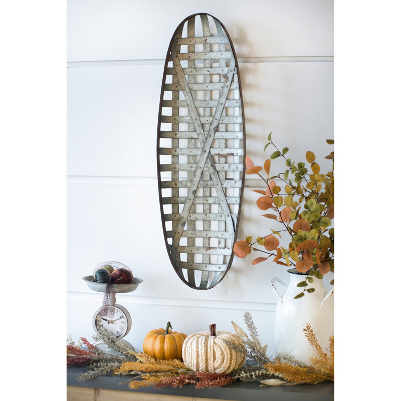 12.4x3.1x37.4 Metal Wall Art In Rustic Style, 100% Iron, Intriguing Silver Grid Attractive Art, , Vintage