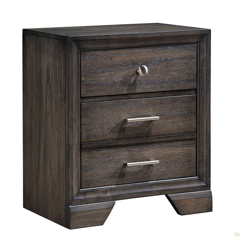 1Pc 3 tiroirs de rangement Table de chevet Table de bout en bois massif