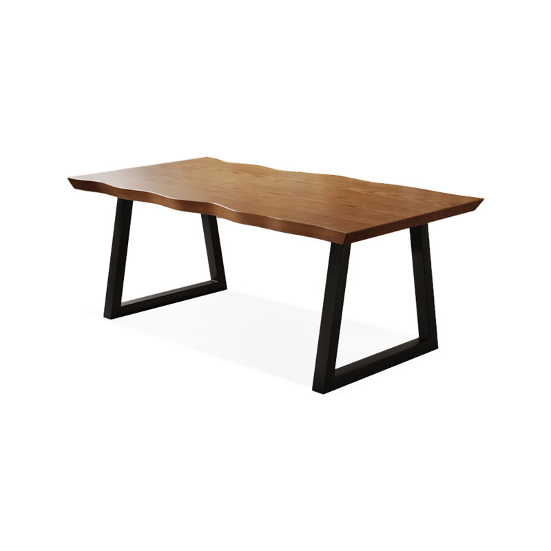 Tan Rectangular Solid Wood+Iron desk, 29.53" H x 62.99" W x 31.5" D