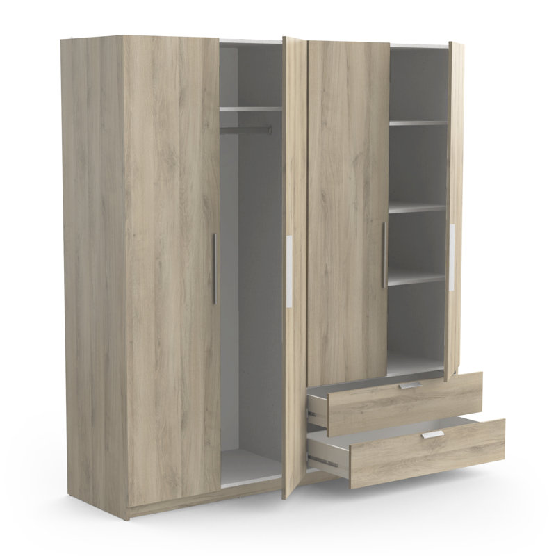Craigwood 4 Door Manufactured Wood Wardrobe, Natural