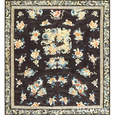 Magnifique textile chinois antique finement tissé