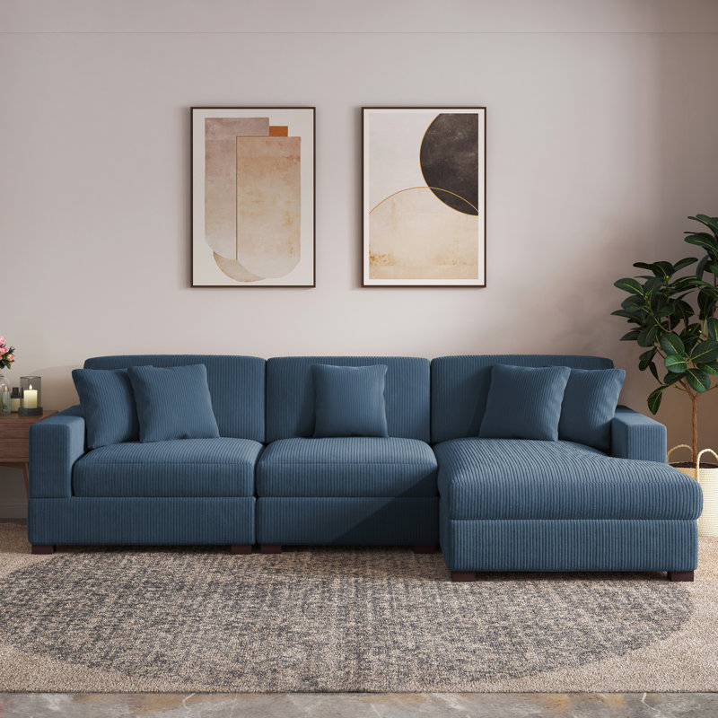 Milbrey 3 - Piece Corduroy Modular Sectional Sofa, Right Hand Facing