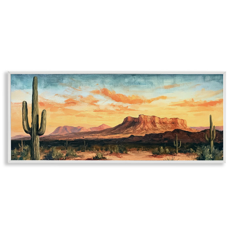 Giclée encadrée Classic Desert Sunrise, design par Petal Prints Design, H 10 po x l 24 po
