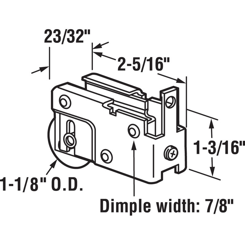 Rouleau simple à roulement à billes en acier de 1-1 / 8 po de style E-Tab, réglable (paquet simple)