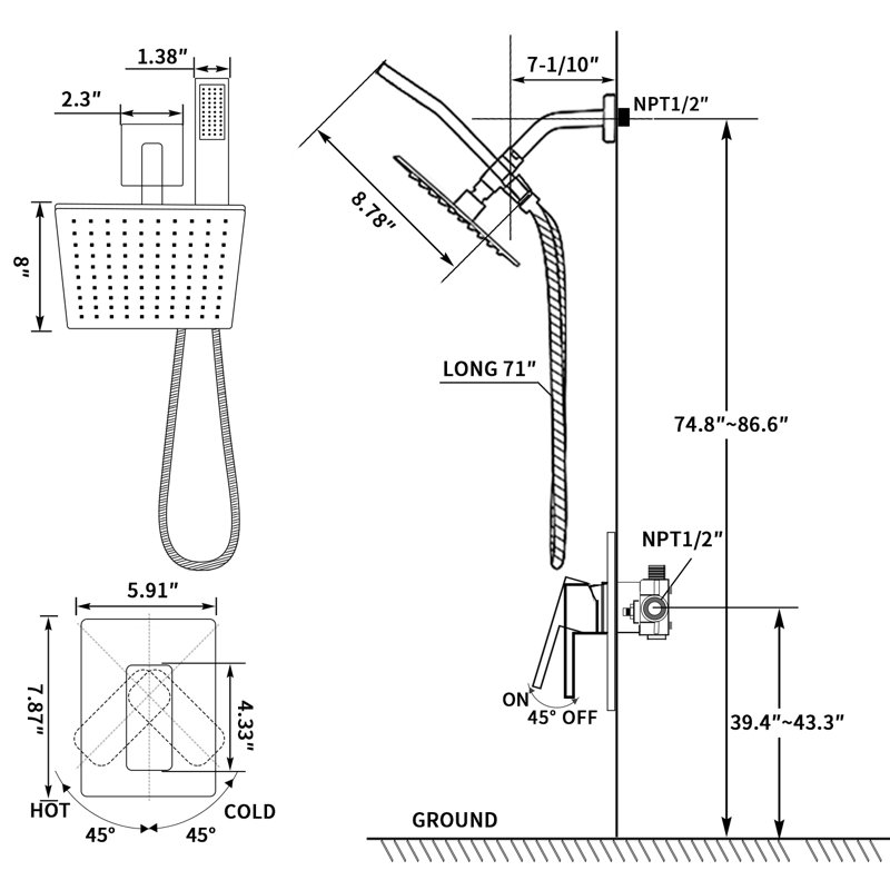 8 Inch All-In-One Kit with Rough in-Valve