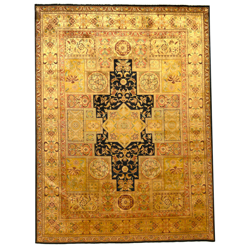 Tapis bleu noué à la main de haute qualité