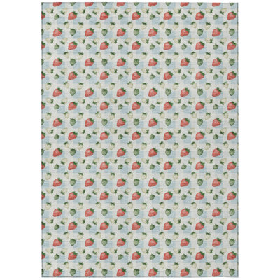 Machine Washable Indoor/Outdoor Chantille ACN2865 Strawberries Rug