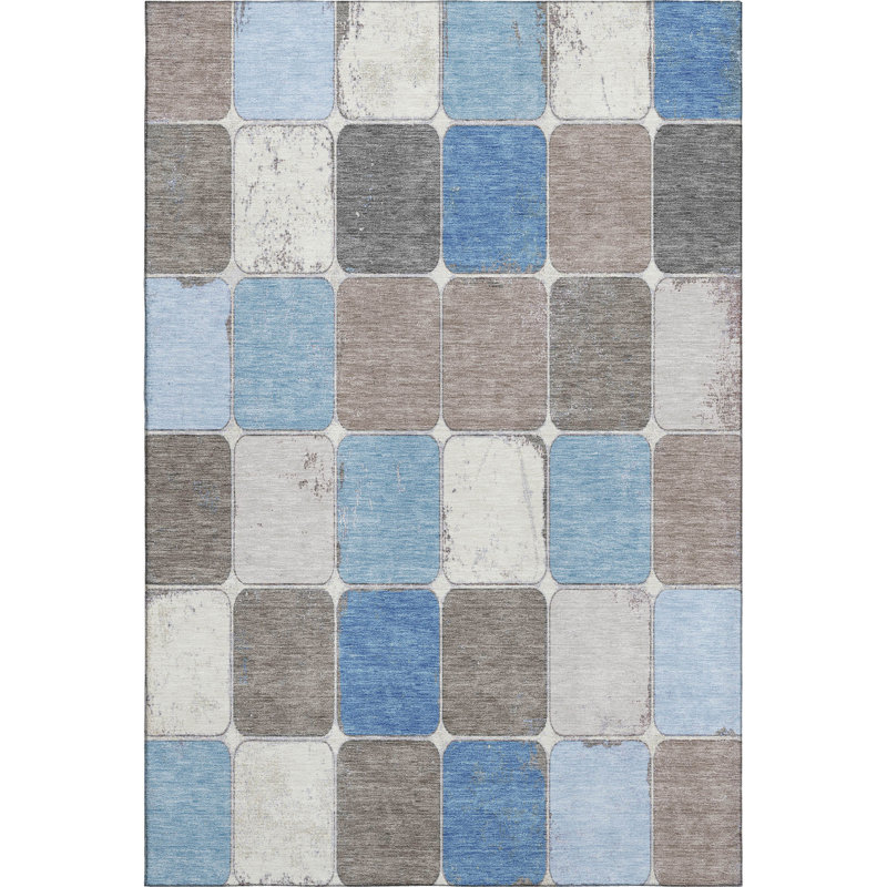 Premium Machine Washable Tiana Geometric Rug, Rectangle 5' x 7'6"