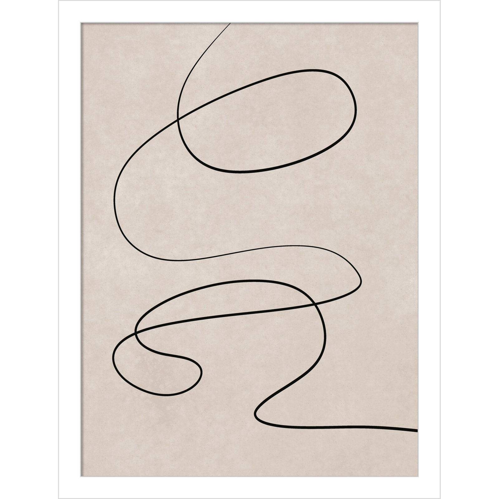 Black Line and Textured Beige Print, 17" H x 13" W, White