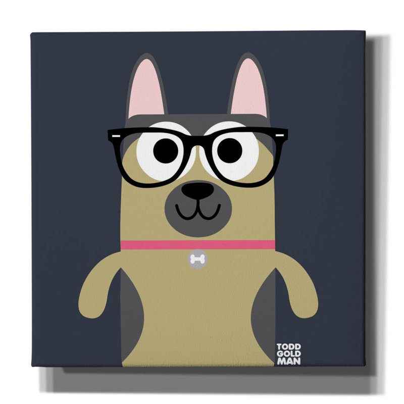 «Bow Wow German Shepherd» par Todd Art, H 12 po x l 12 po x P 0,75 po