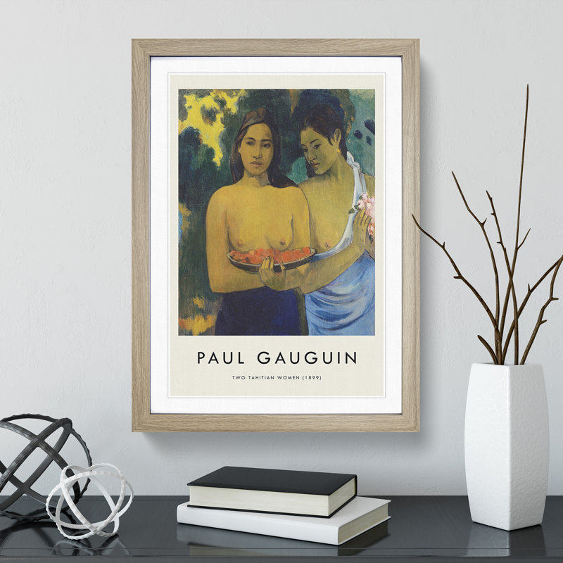 Two Tahitian Women by Paul Gauguin - Picture Frame Art Prints, Oak, 65cm H x 48cm W x 2cm D