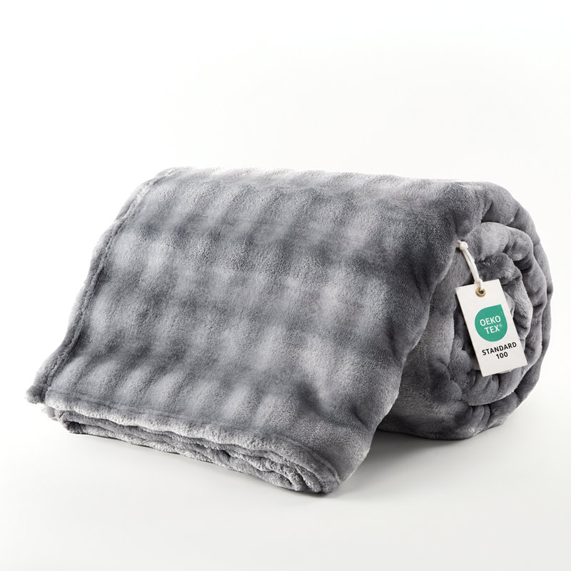 Good Nite Grey Bubble Textured Flannel Fleece Throw Blanket, 100% Polyester Warm Sofa Bed Cover, 130.00×150.00 cm