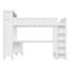 Grand lit mezzanine en bois avec bureau, garde-robe, rangement pour tête de lit et chargement USB, blanc-388397018