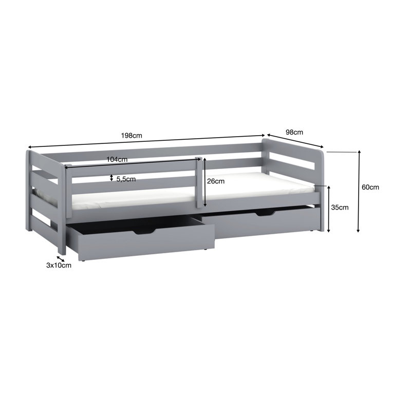 Single (3') 2 Drawer Mate's & Captain's Bed, White Matte
