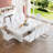 79'' Marble-Patterned Wood Dining Table Set for 10-331281789-329440484