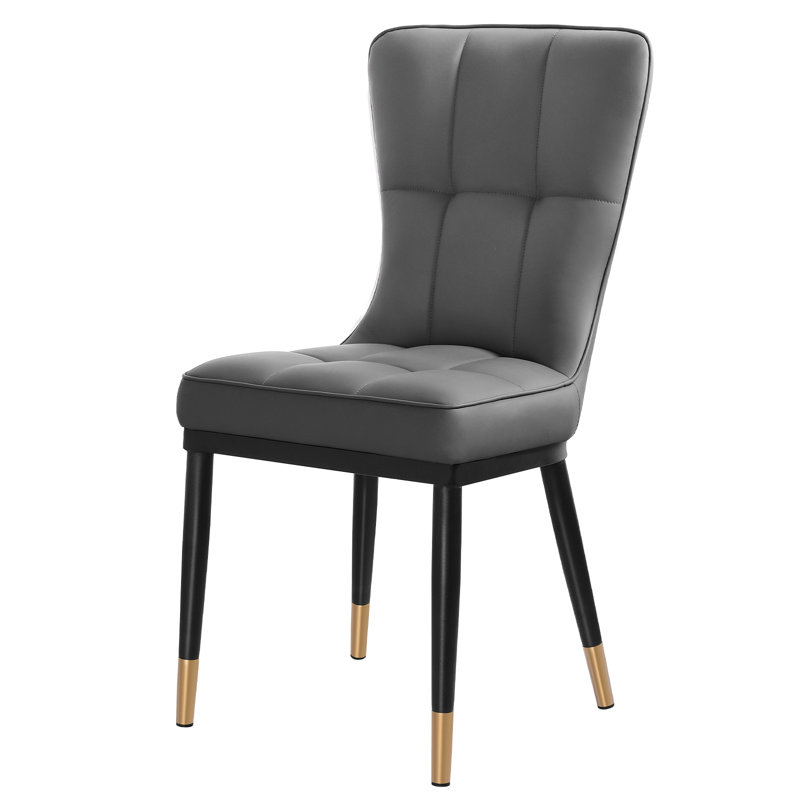 Modern Upholstered Dining Chair with Metal Frame, Gray