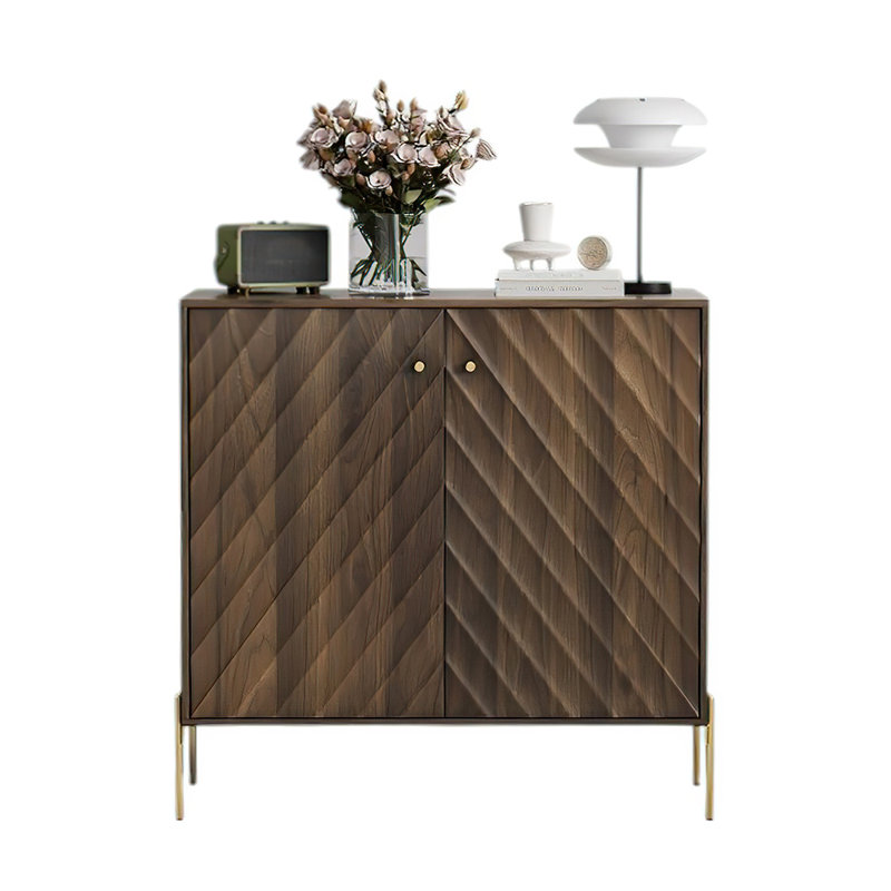 Buffet 55 po en bois de noyer avec portes et tablettes, armoire de rangement en noyer pour la salle à manger ou le salon