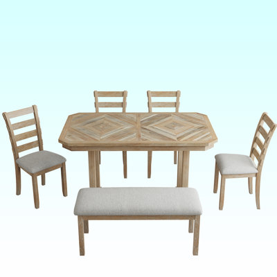 Aydenn Solid Wood Top Trestle Base Dining Set