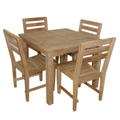 Kratz 4 - Person Teak Wood Patio Dining Set with Square Table