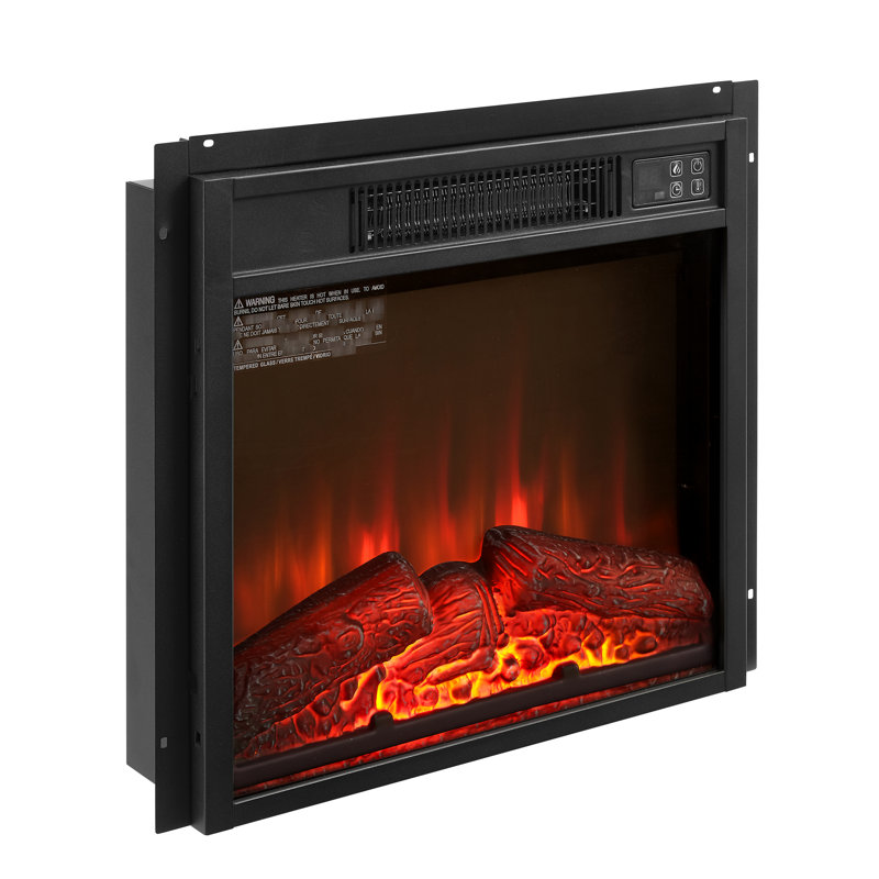 Electric Fireplace 18" 1400W 120V, Realistic Flames, Black Tempered Glass, 3 Flame Intensities, Home Decor Enhancement Fireplace, Remote Controlled, Energy Saving Heating Unit
